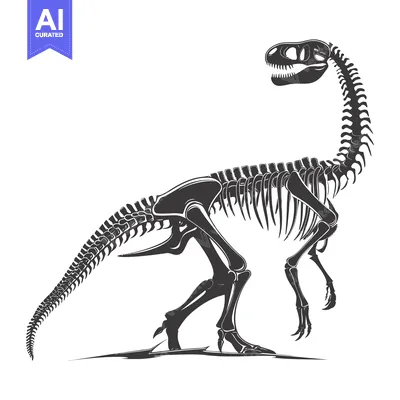 Popular premium asset: Black and White Silhouette of a Dinosaur Skeleton