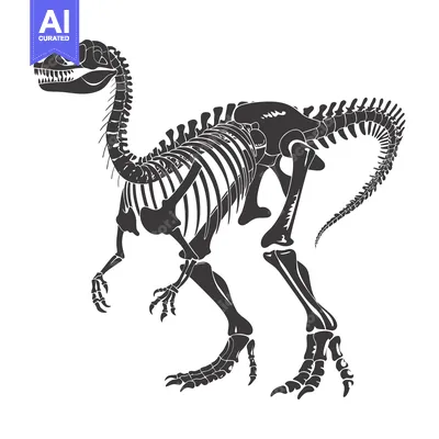 Aset premium populer: Black and White Illustration of a Dinosaur Skeleton