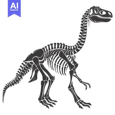 Aset desain premium: A Detailed Illustration of a Dinosaur Skeleton in Silhouette