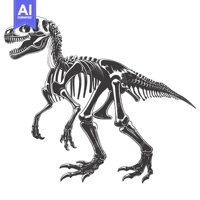 Aset desain premium: Detailed Skeletal Illustration of a Tyrannosaurus Rex Dinosaur