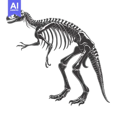Aset premium populer: A Detailed Illustration of a Dinosaur Skeleton