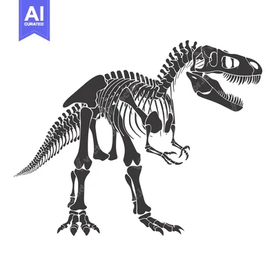 Black and White Tyrannosaurus Rex Skeleton Illustration