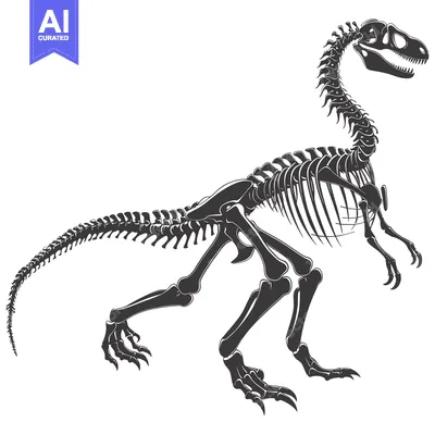 Aset desain premium: A Detailed Skeleton of a Standing Theropod Dinosaur
