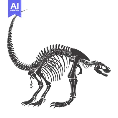 Aset desain premium: A Detailed Silhouette of a Tyrannosaurus Rex Skeleton
