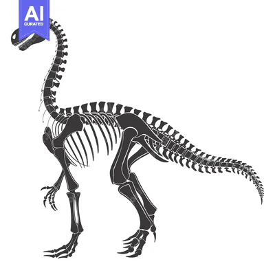Aset desain premium: Detailed Silhouette of a Dinosaur Skeleton