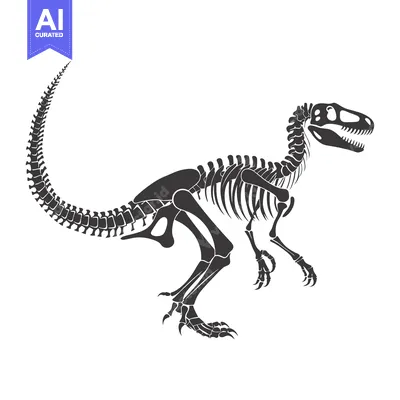 Aset premium populer: Black and White Illustration of a Dinosaur Skeleton