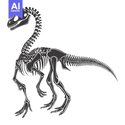 Aset premium populer: Black and White Skeletal Illustration of a Dinosaur