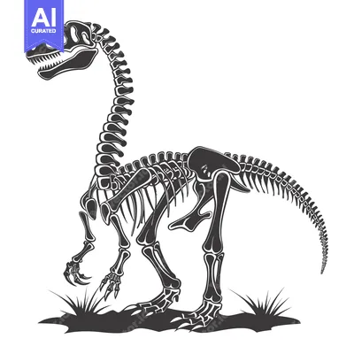 Aset premium populer: A Detailed Skeletal Illustration of a Dinosaur