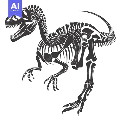 Aset desain premium: A Detailed Skeletal Illustration of a Dinosaur in a Standing Pose