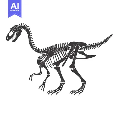 Aset premium populer: Black and White Illustration of a Dinosaur Skeleton