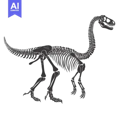 Aset premium populer: A Detailed Silhouette of a Dinosaur Skeleton