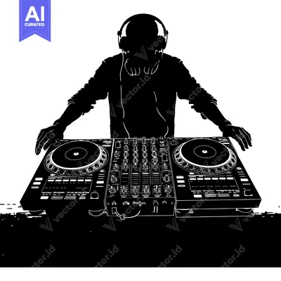 Silhouette of a DJ Mixing Music on a Mixer