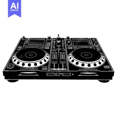 Black and White Silhouette of a DJ Mixer