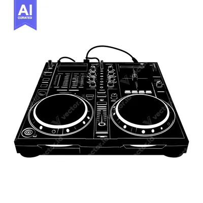 Popular premium asset: A Black and White Illustration of a DJ Mixer