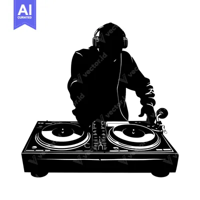 Silhouette of a DJ mixing music on a turntable