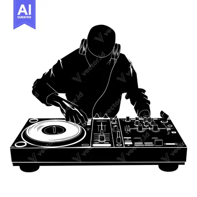 Popular premium asset: Silhouette of a DJ Mixing Music on a Turntable