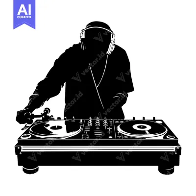 Popular premium asset: Silhouette of a DJ mixing music on a turntable