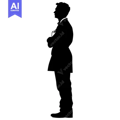 Aset desain premium: Silhouette of a Doctor Standing with Stethoscope