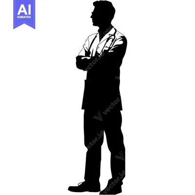 Aset premium populer: Silhouette of a Doctor with Arms Crossed