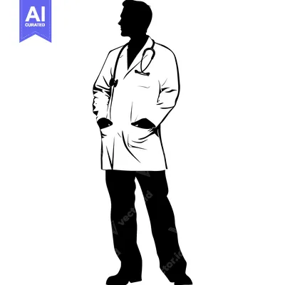 Aset premium populer: Silhouette of a Doctor Standing with Hands in Pockets
