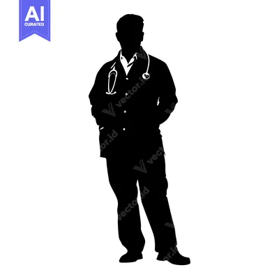 Aset premium populer: Silhouette of a doctor with a stethoscope