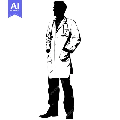 Popular premium asset: Silhouette of a Doctor in a White Coat and Stethoscope