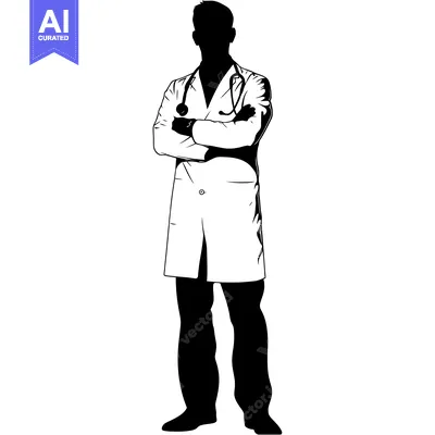 Popular premium asset: Silhouette of a Doctor with Stethoscope and Arms Crossed