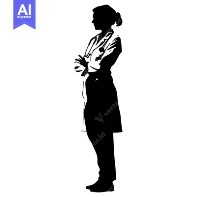 Aset premium populer: Silhouette of a Female Doctor with Arms Crossed