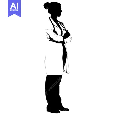 Premium design asset: Silhouette of a Female Doctor with Arms Crossed