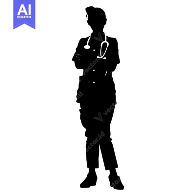Silhouette of a Female Doctor with Stethoscope
