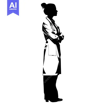 Aset premium populer: Silhouette of a Female Doctor with Arms Crossed