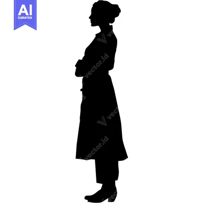 Aset desain premium: Silhouette of a Woman Standing with Arms Crossed