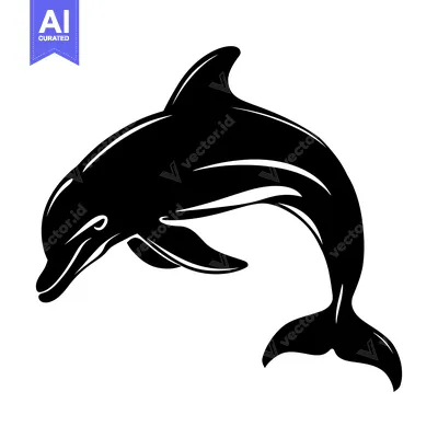 Aset premium populer: Black Silhouette of a Dolphin Leaping Out of Water
