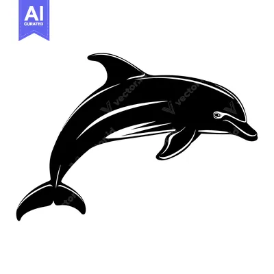 Aset premium populer: Black and White Silhouette of a Dolphin Leaping Out of the Water