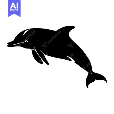 Aset premium populer: Black Silhouette of a Dolphin Leaping Through the Air