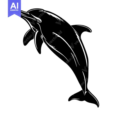 Aset premium populer: Black and White Silhouette of a Dolphin Jumping Out of the Water