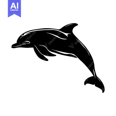 Aset premium populer: Black Silhouette of a Dolphin Leaping Out of the Water