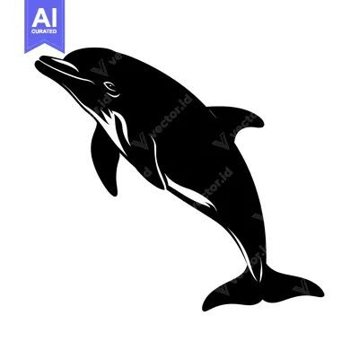Aset premium populer: Black Silhouette of a Dolphin Leaping Out of Water