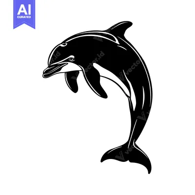 Popular premium asset: Black and White Silhouette of a Dolphin Leaping Out of the Water
