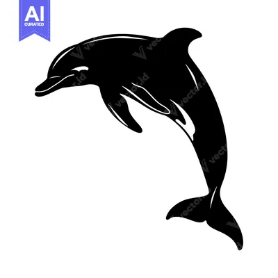 Aset premium populer: Black Silhouette of a Dolphin Leaping Out of the Water