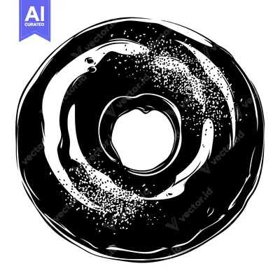 Popular premium asset: Black and White Illustration of a Sprinkled Donut