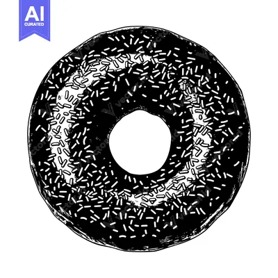 Premium design asset: Black and White Hand-Drawn Sketch of a Sprinkled Donut