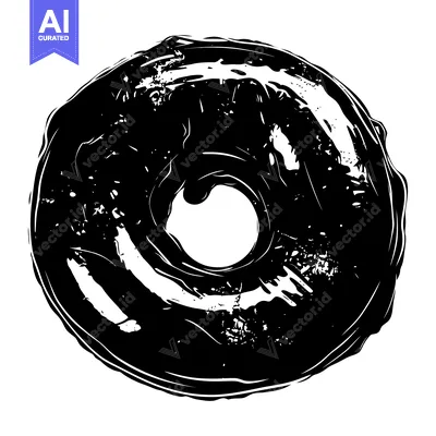 Aset premium populer: Black and White Stylized Illustration of a Donut