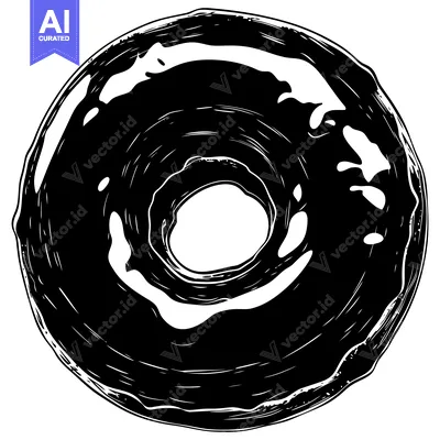 Popular premium asset: A Black and White Sketch of a Glazed Donut