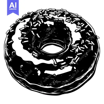 A Black and White Illustration of a Donut with Sprinkles