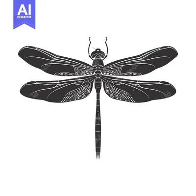 Popular premium asset: Black and White Silhouette of a Dragonfly with Detailed Wings