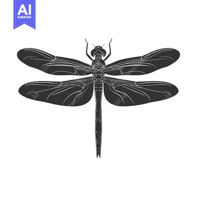 Aset premium populer: Silhouette of a dragonfly with spread wings