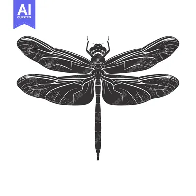 Aset premium populer: Black and White Silhouette of a Dragonfly