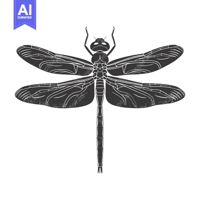 Aset premium populer: Black and White Detailed Silhouette of a Dragonfly