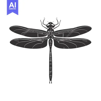 Aset premium populer: Black and White Silhouette of a Dragonfly